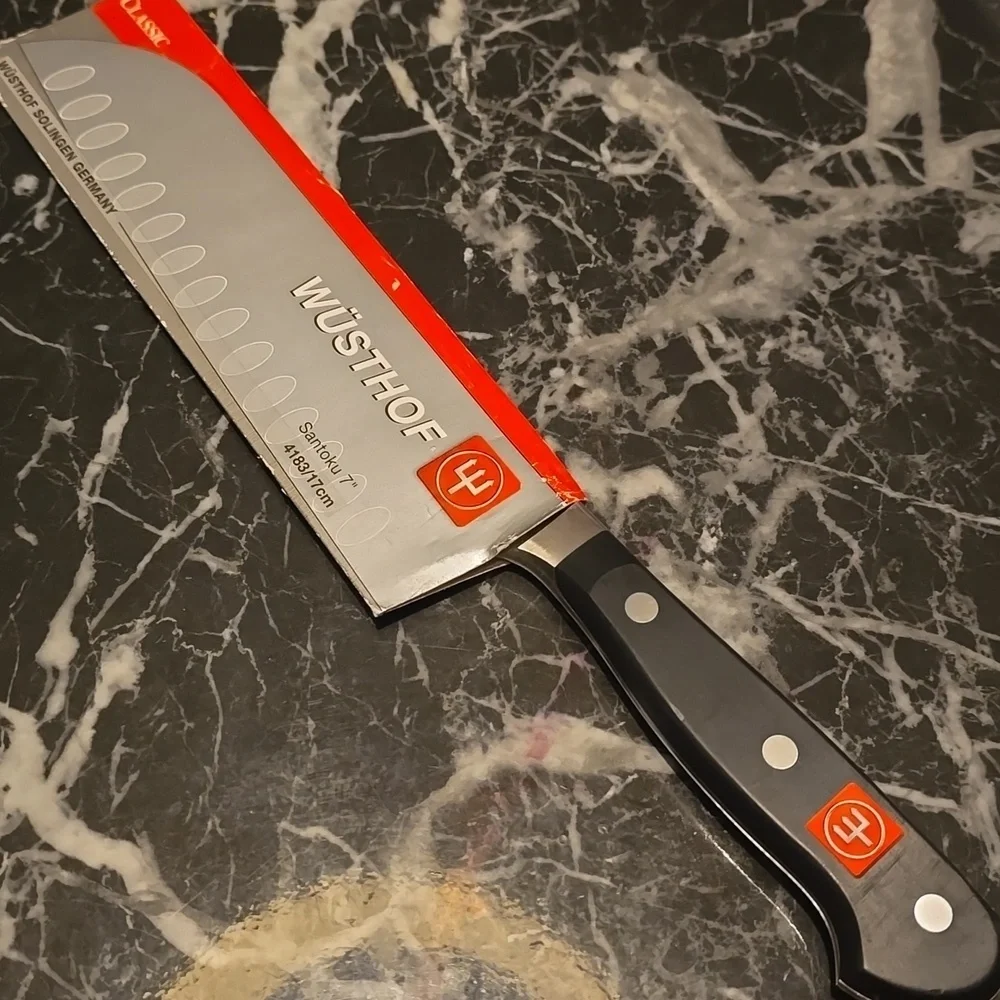 ❤BUY 5 GET 3 FREE Wüsthof 4183-7 Trident Classic Santoku Knife w/ Hollow Edge 7